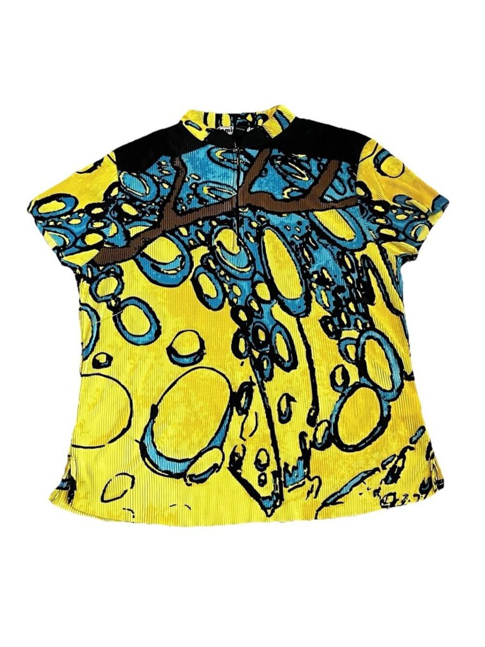 Jamie Sadock 1/4 Zip Crinkle Top SZ XL Abstract Geometric Multicolor Golf Sporty
